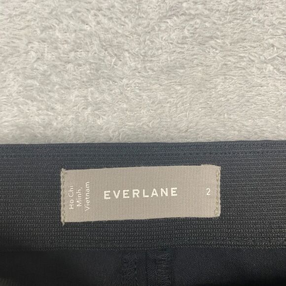 Everlane Pants Womens 2 Black Side Zip‎ Elastic Waist High Rise Cotton - Picture 2 of 10